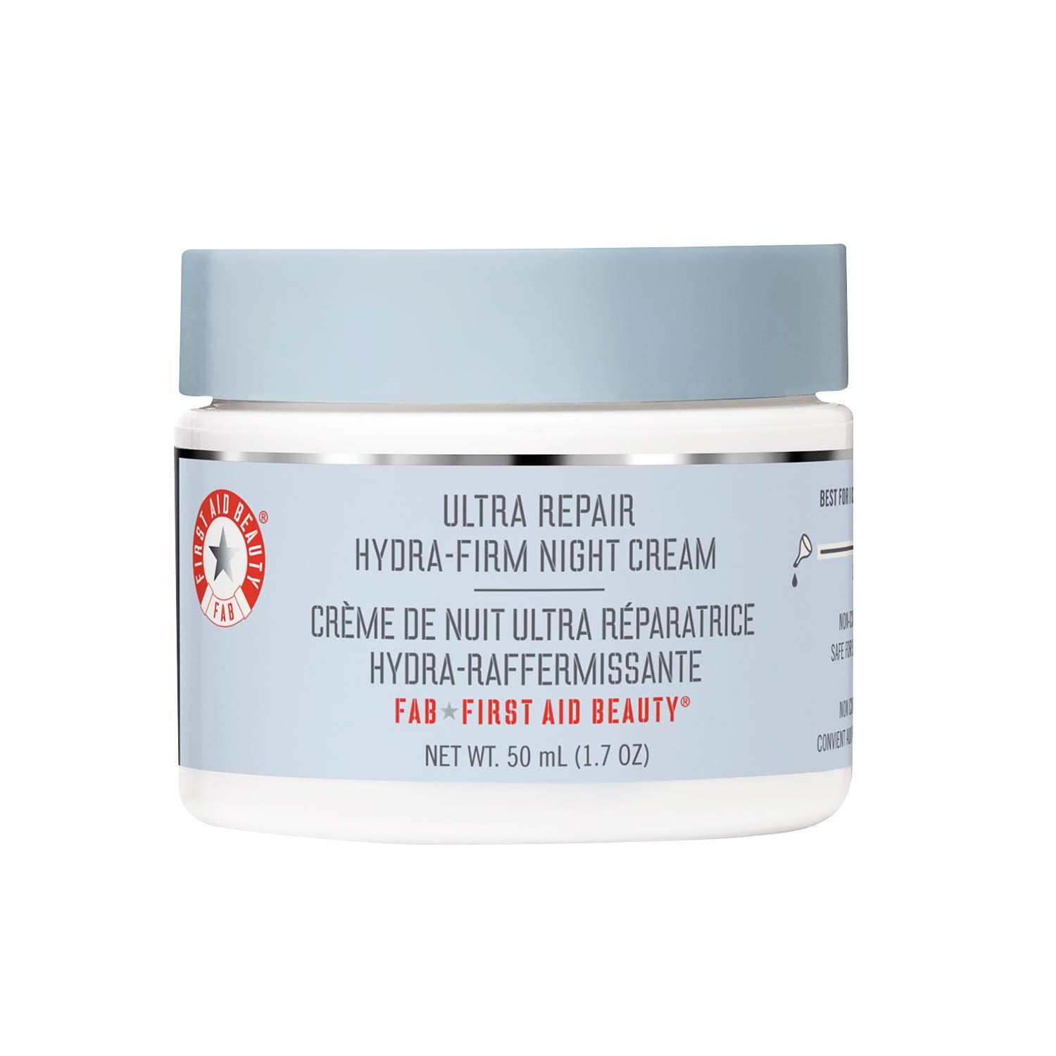 First Aid Beauty - Ultra Repair Hydra-Firm Night Cream, Hydrating Night Repair Skin Cream, Helps Visibly Combat Signs of Aging, Deeply Rich, Buttery Cream, Alcohol Free, Safe on Sensitive Skin, 1.7 oz